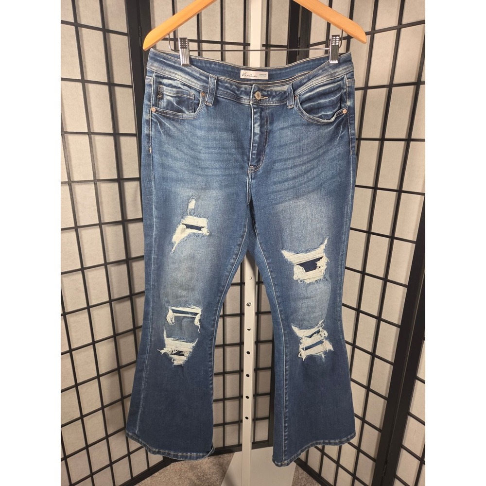 KanCan Maurices Distressed Flare Jeans Blue Medium Wash Size 30